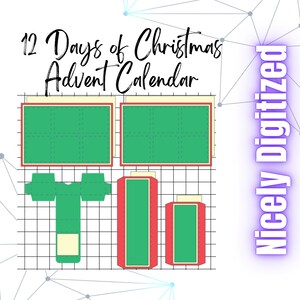 Advent Calendar Template, 12 Days of Christmas Advent Calendar, SVG ...