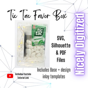 Tic Tac Party Favor Box, Easy To Assemble Party Favor, Party Favor Box, Acetate Favor Holder, Event Favors, Box Template, Favor Box SVG