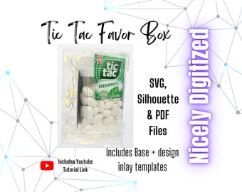 Tic Tac Party Favor Box, Easy To Assemble Party Favor, Party Favor Box, Acetate Favor Holder, Event Favors, Box Template, Favor Box SVG