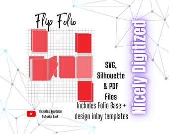 Flip Folio Template: Junk Journal, Scrapbook (SVG, Silhouette, PDF)