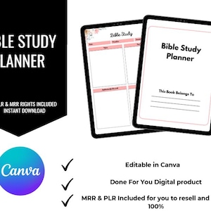 2-Page Editable Bible Study pdf | Canva Template| MRR & PLR Rights |Bible Study planner Faith Base Journal | DFY products