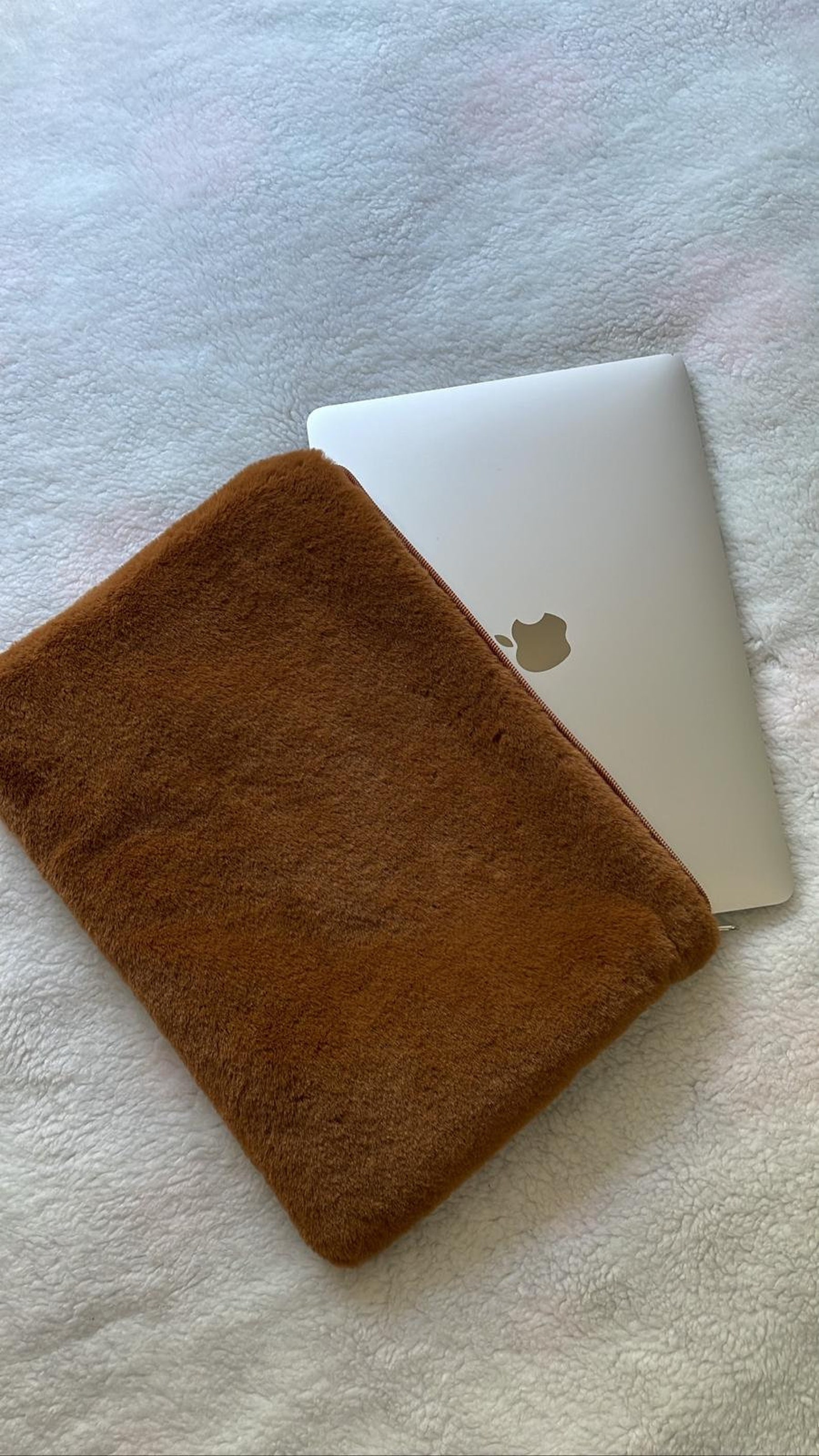Light Brown Fluffy Laptop Sleeve,plush MacBook Case,flat Pouch,notebook ...