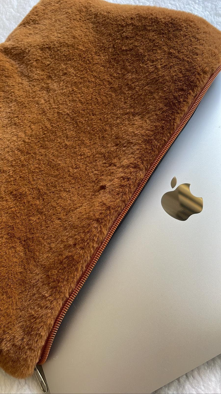Light Brown Fluffy Laptop Sleeve,plush MacBook Case,flat Pouch,notebook ...