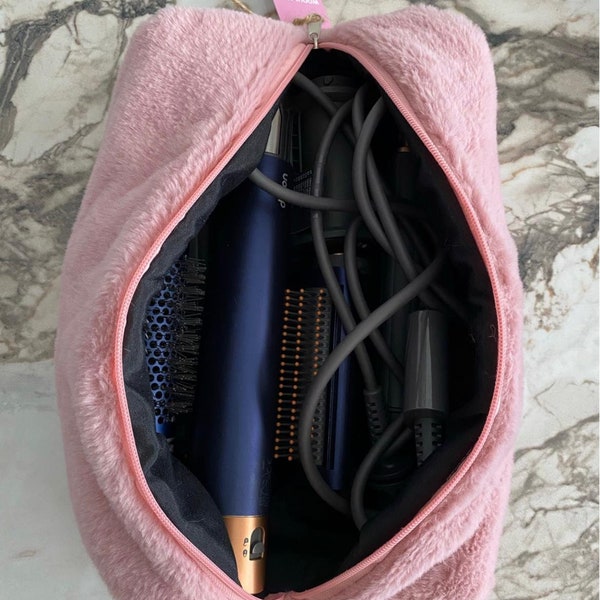 Fluffy Dyson Airwrap Bag,Hair Tool Organizer Bag,Hair Styler Bag,Suitable for Dyson Airstrait,Curling İron-Hair Straightener-Hair Dryer Bag