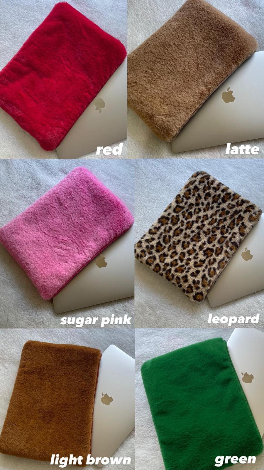 Light Brown Fluffy Laptop Sleeve,plush MacBook Case,flat Pouch,notebook ...