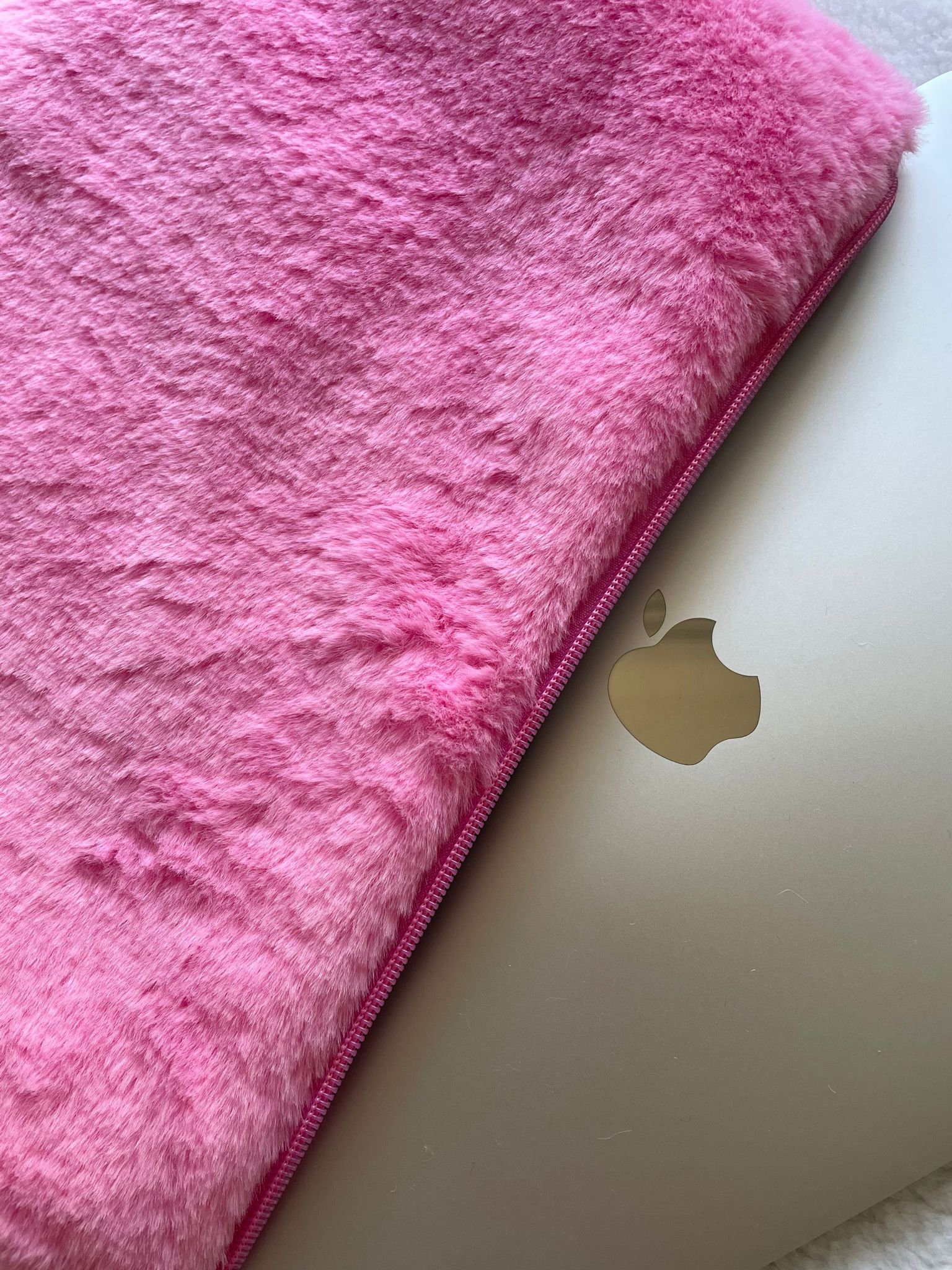 Sugar Pink Fluffy Laptop Sleeve,plush MacBook Case,flat Pouch,notebook ...