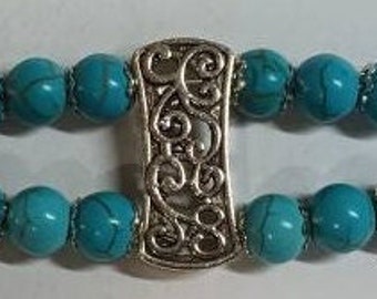 F/S **NEW DESIGN**  Turquoise and silver accents banded women's bracelet