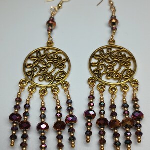 Passionate Purple Czech and Chinese Crystal Chandelier earrings image 2