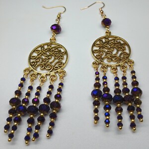 Passionate Purple Czech and Chinese Crystal Chandelier earrings image 1