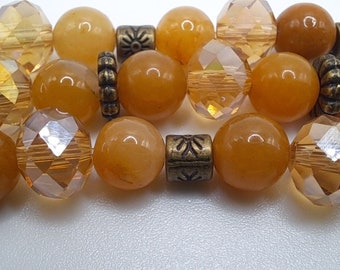Citrine with Czech Crystal and bronze Accents with or without matching bracelet Watch Band for Apple or Versa