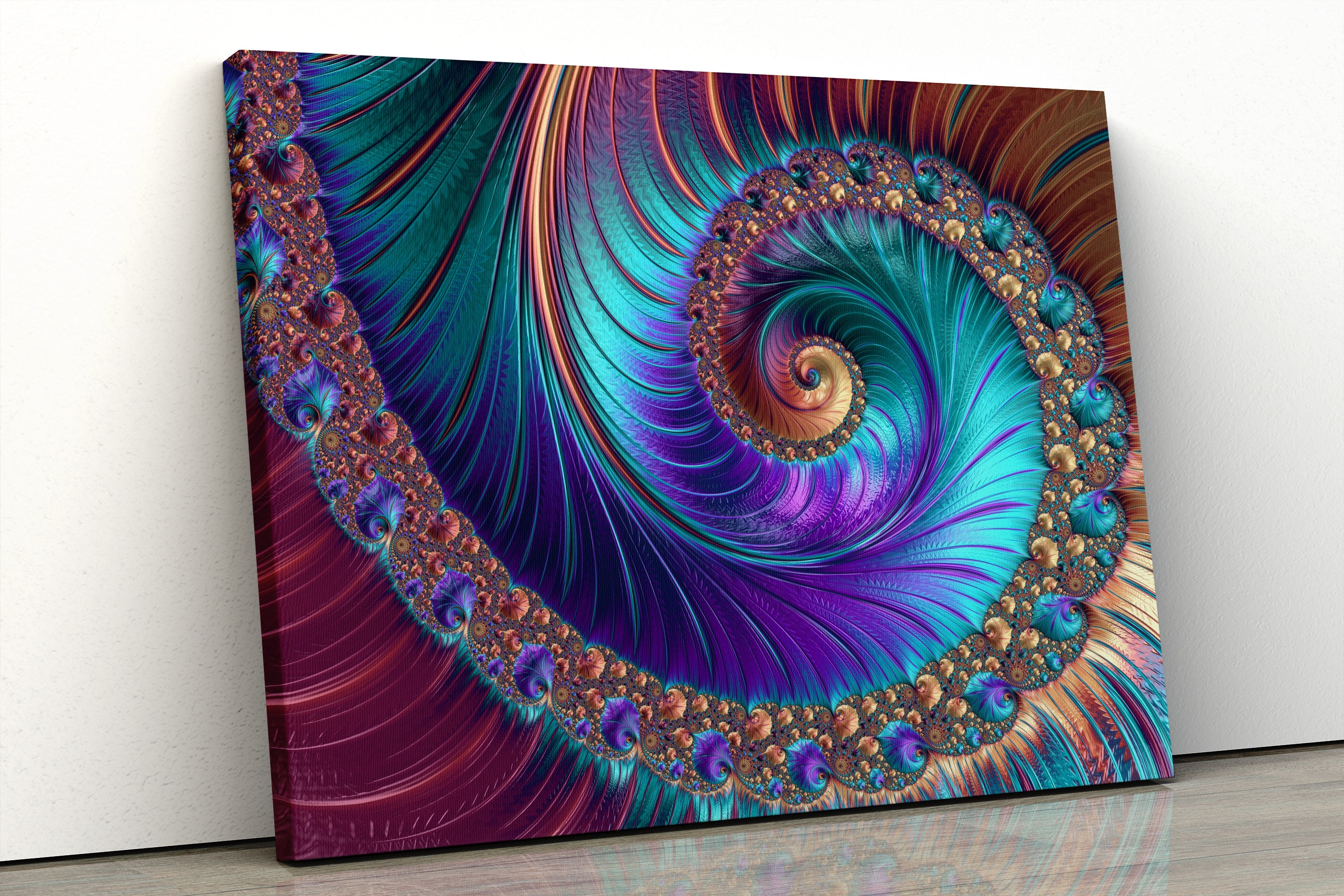 Stylish Panoramic Canvas Prints Abstract Fractal on Leather Wall