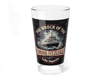 Vaso de pinta Edmund Fitzgerald, diseño náutico marítimo, 16 oz.