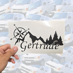 Custom Vinyl Campervan Name Sticker - Compass Mountains 2