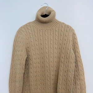 Tommy Hilfiger Cotton Neutral Turtleneck Cableknit Fall/Winter Preppy Sweater, Size Large