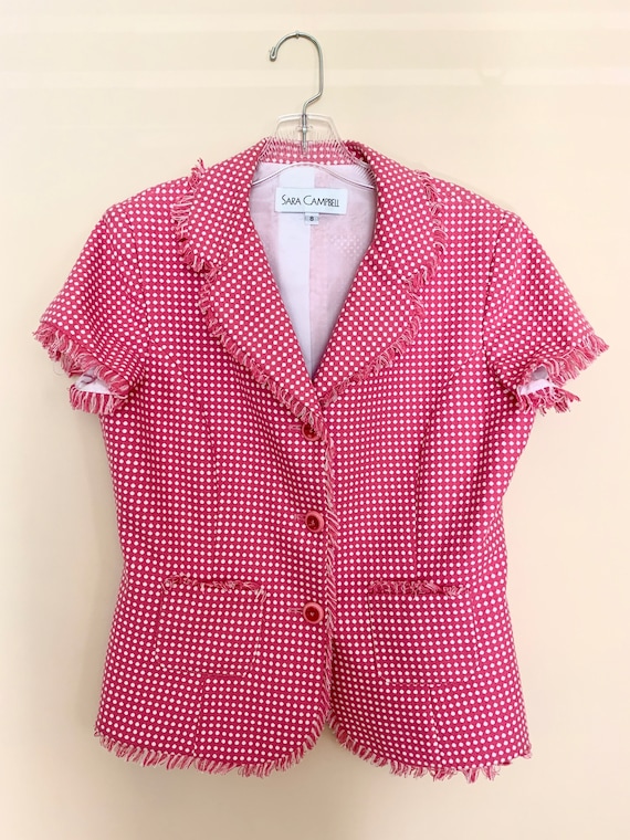 Pink Short Sleeve Blazer Top/Blouse by Sara Campbe