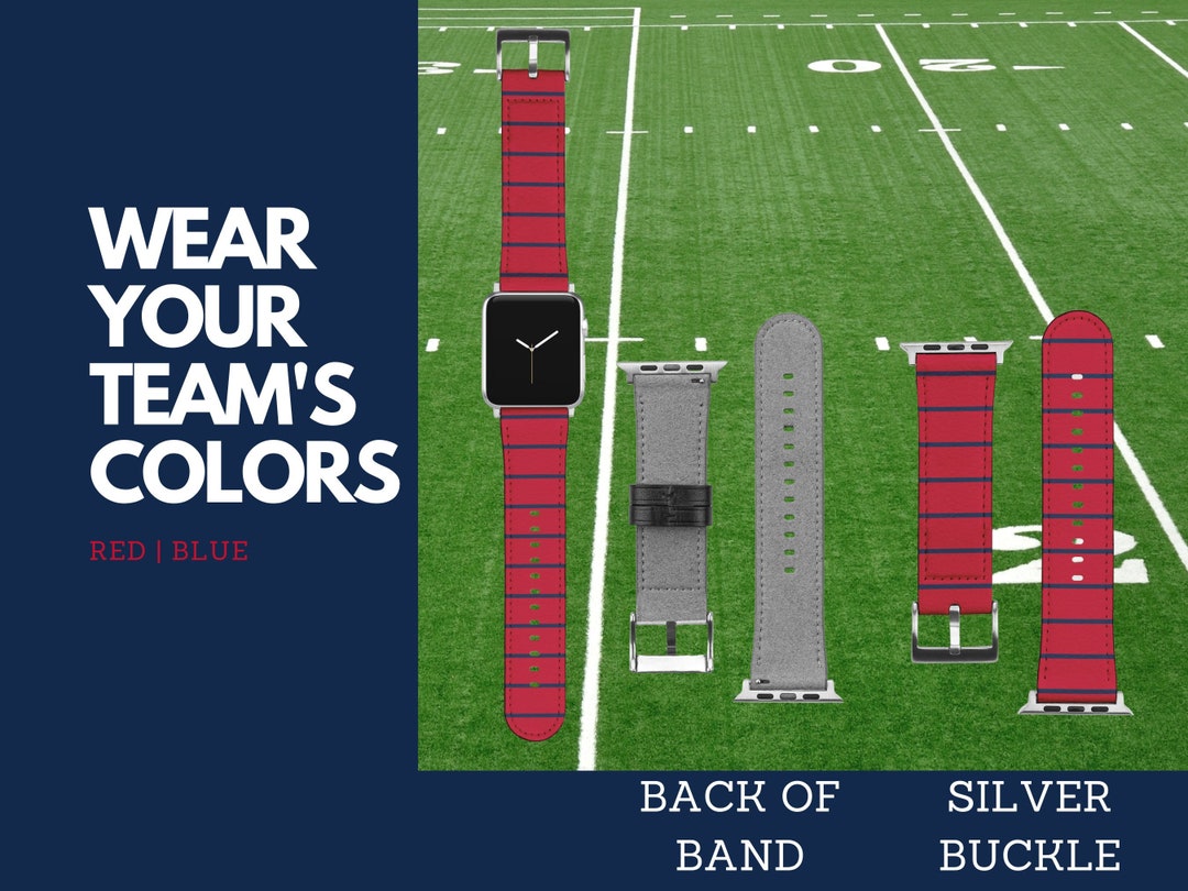 Red and Blue Watch Band, Vegan Leather Apple Watch, High School, College or Pro Sports Gear