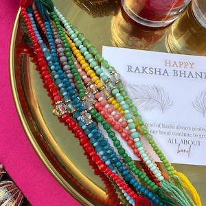 Latest Multi Colour & Pearl RAKHI 2025 | Raksha Bandhan | Brother Sister Bracelet | Indian Embroidery Minimalist Thread-Bead Wrist Band Dora