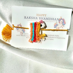 Unicorn Kids Rakhi - Handwoven Crochet- Raksha Bandhan 2025-South Asian-Rakhri- Brother Sister Bracelet | Indian Embroidery Amigurumi Thread