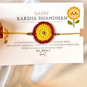 SUNFLOWER Kids Rakhi - Handwoven Crochet- Raksha Bandhan 2025-South Asian-Rakhri- Brother Sister Bracelet-Indian Embroidery Amigurumi Thread
