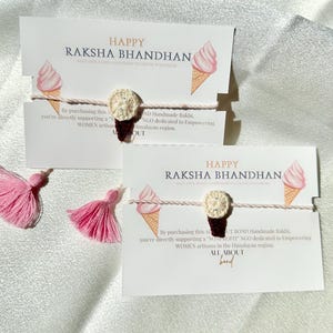 ICE-CREAM Kids Rakhi - Handwoven Crochet- Raksha Bandhan 2025-South Asian-Rakhri- Brother Sister Bracelet-Indian Embroidery Amigurumi Thread