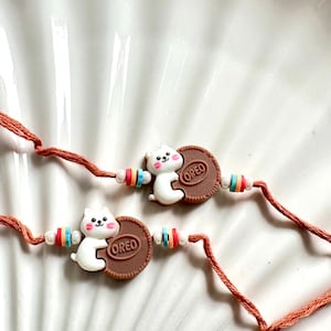 OREO Chocolate Lover KIDS Rakhi | Raksha Bandhan | Rakhri | Brother Sister Bracelet- Indian Embroidery Minimalist Thread,Wrist Band 2025