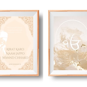 Set Of 4 Boho Art Print Sikh, Religious, Minimalist, Home Decor, Printable House Warming, Spiritual Asian/Indian/Sikhism Wall Posters
