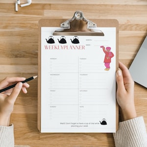 Minimal Chai Lover Desi Design Printable Weekly Planner,To-Do List | Student Planner 2022 2023 |Mindful |Gratitude |Priorities | Desk List