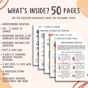 CBT for Addiction Worksheets, Sobriety Planner, Relapse Prevention Plan, Addiction Recovery for Adults, Substance Use Counselor, Trauma DBT