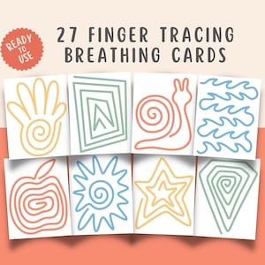 27 Finger Tracing Breathing Cards for Kids Tieners, Calm Down Corner Mindfulness Flashcards, Kinderen Meditatie Zen Zone Kalmerende technieken