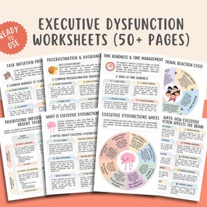 Executive Dysfunction Worksheets, ADHD Planner, Executive Function Skills, Time Blindness, Task Initiation, Procrastination, Autism Support