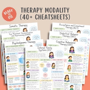 Therapy Modality Cheatsheet, Psychotherapy Guide, Counseling Techniques, Mental Health Reference, Therapeutic Approaches, Therapist Resource