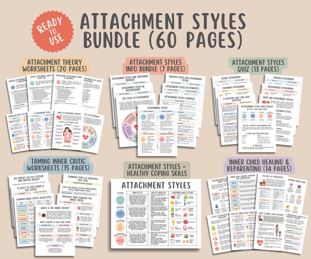 Attachment Styles Bundle (60 Pages), Attachment Theory Worksheets ...