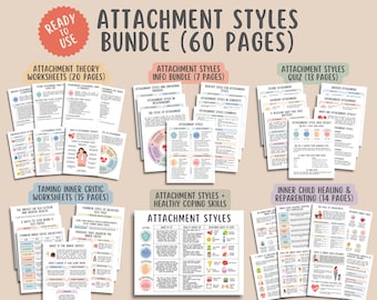 Attachment Styles Bundle (60 Pages), Attachment Theory Worksheets, Relationship Patterns Psychology Workbook, Inner Child Healing Attachment