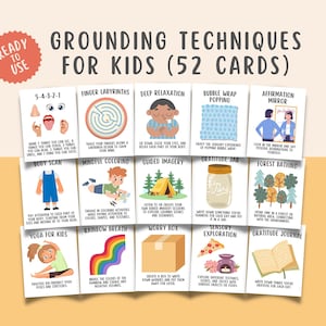 52 Técnicas de conexión a tierra Tarjetas didácticas Estrategias de afrontamiento Autorregulación de los niños Rincón calmante Imprimir Consejero escolar Oficina Trabajador social PDF