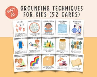 52 Grounding Techniques Flashcards Coping Strategies Children Self Regulation Calming Corner Print School Counselor Office Social Worker PDF