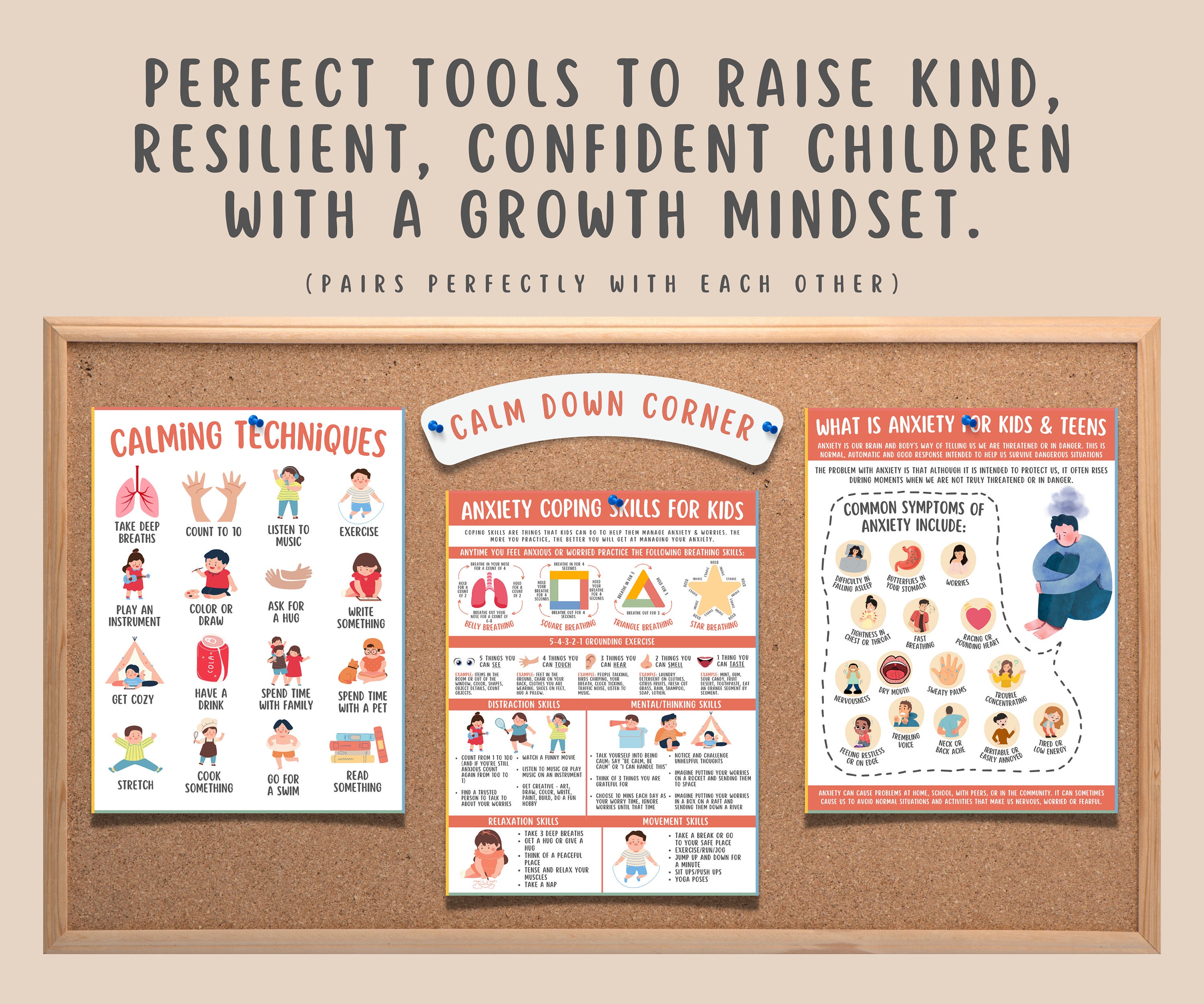 Anxiety Coping Skills Print for Kids, Stress Relief Mental Health ...