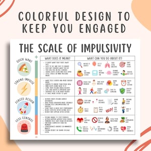 Scale of Impulsivity, Impulse Control, Self Control Worksheet, ADHD Coping Skills, CBT Tool, Therapy Printable, Emotional Regulation Guide