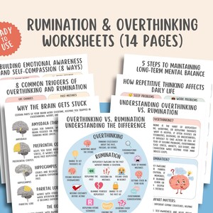 Rumination & Overthinking Workbook, Intrusive Thoughts Journal, Anxiety Coping Skills, CBT DBT ADHD Therapy Worksheets, Mental Health Tools