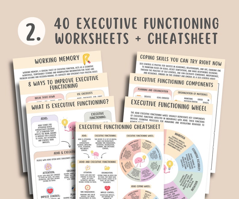 ADHD Executive Functioning Bundle (250+ Items) Self-regulation, Executive Functioning Activities & Wheel, Emotional Regulation Coping Skills