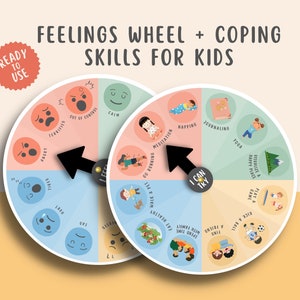 Feelings Wheel With Coping Skills Activity for kids, Calming Corner Strategies, Calm Down Grounding Techniques Toddler Mental Health