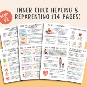 Inner Child Healing & Reparenting Worksheets (14 Pages) Attachment Styles, Wounded Inner Child Self Compassion, Family Trauma Therapy
