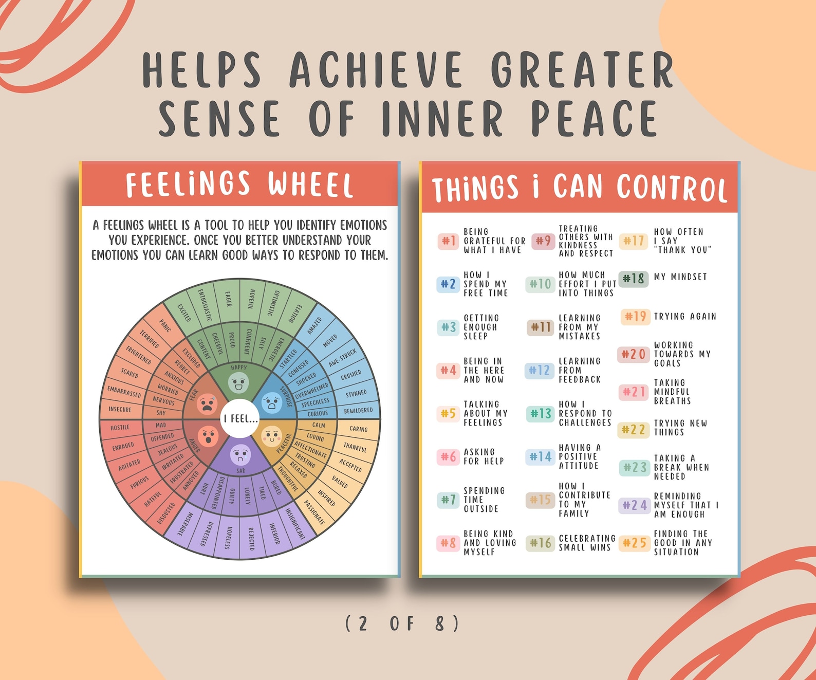 8 Mental Health Coping Skills Printable Bundle for Kids & Teens, Calm ...