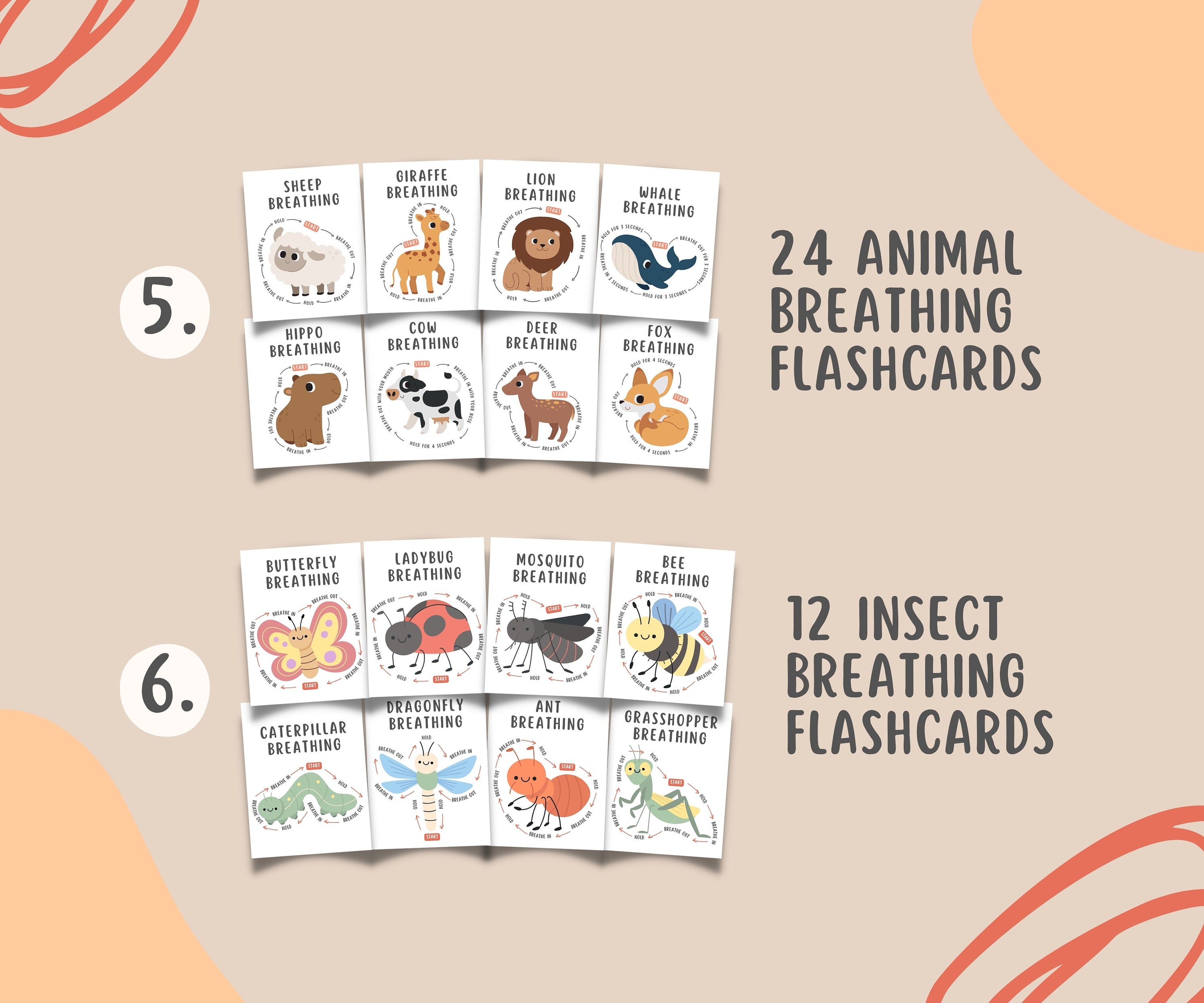 100 Mindful Breathing Flashcards for Kids Teens, Scripted Breathing ...