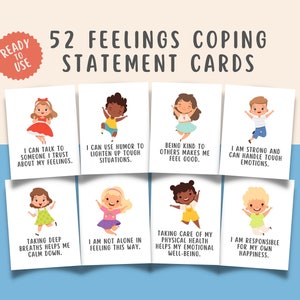 52 Gefühle Bewältigung Statement Karten für Kinder Jugendliche Erdung beruhigende Statements für Kinder soziale emotionale Selbstregulierung Aktivität