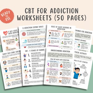 CBT for Addiction Worksheets, Sobriety Planner, Relapse Prevention Plan, Addiction Recovery for Adults, Substance Use Counselor, Trauma DBT