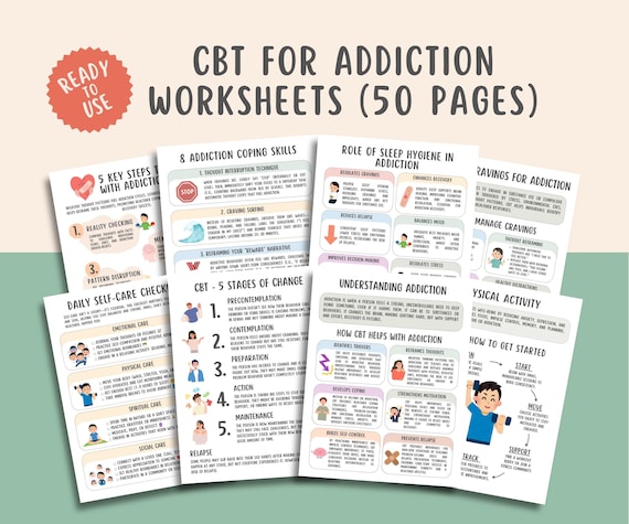 CBT for Addiction Worksheets, Sobriety Planner, Relapse Prevention Plan, Addiction Recovery for Adults, Substance Use Counselor, Trauma DBT