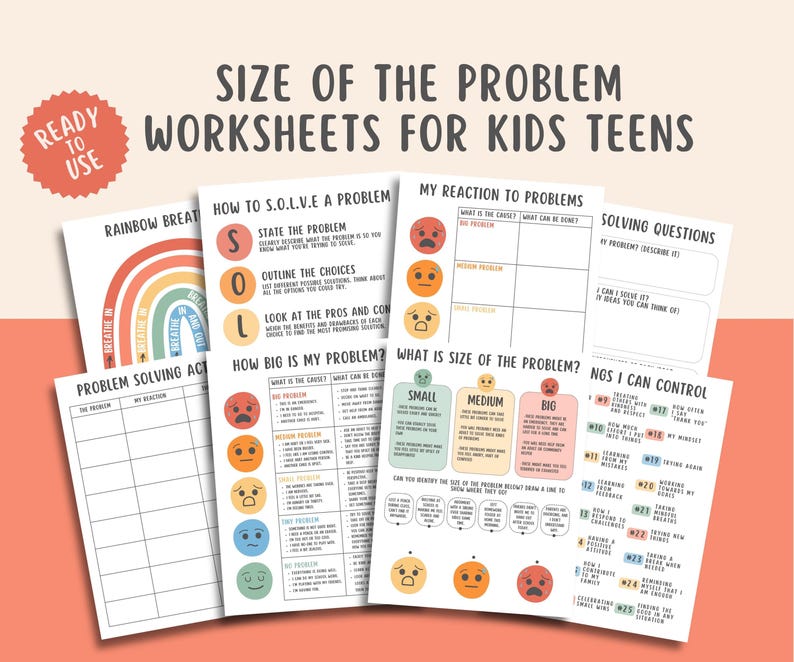 8 Size of the Problem Worksheets for Kids Teens, Problem Solving