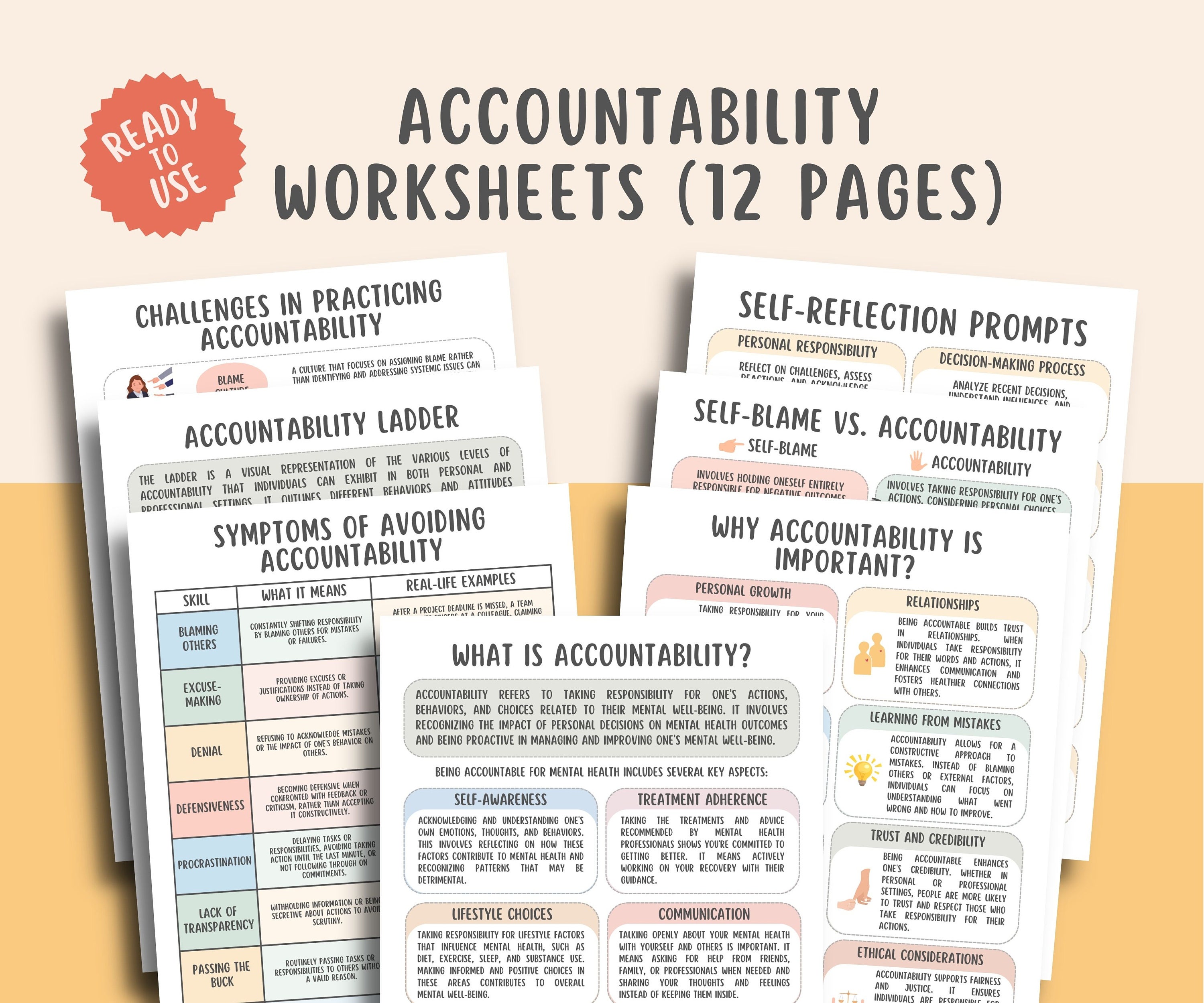 Accountability Worksheets Self Blame Vs Accountability Ladder Couples