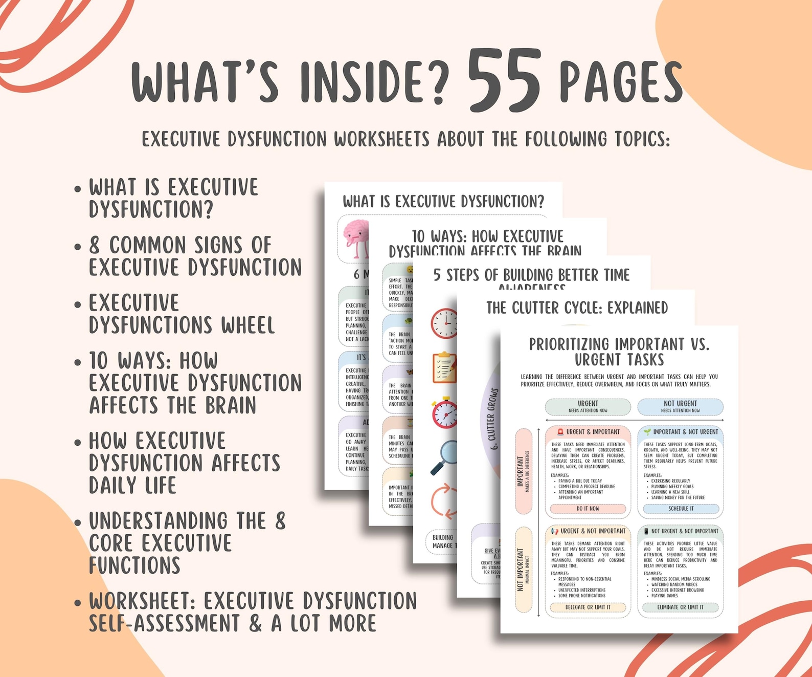 Dysfunction Worksheet Executive Dysfunction Worksheets, ADHD Planner, Executive Function ...