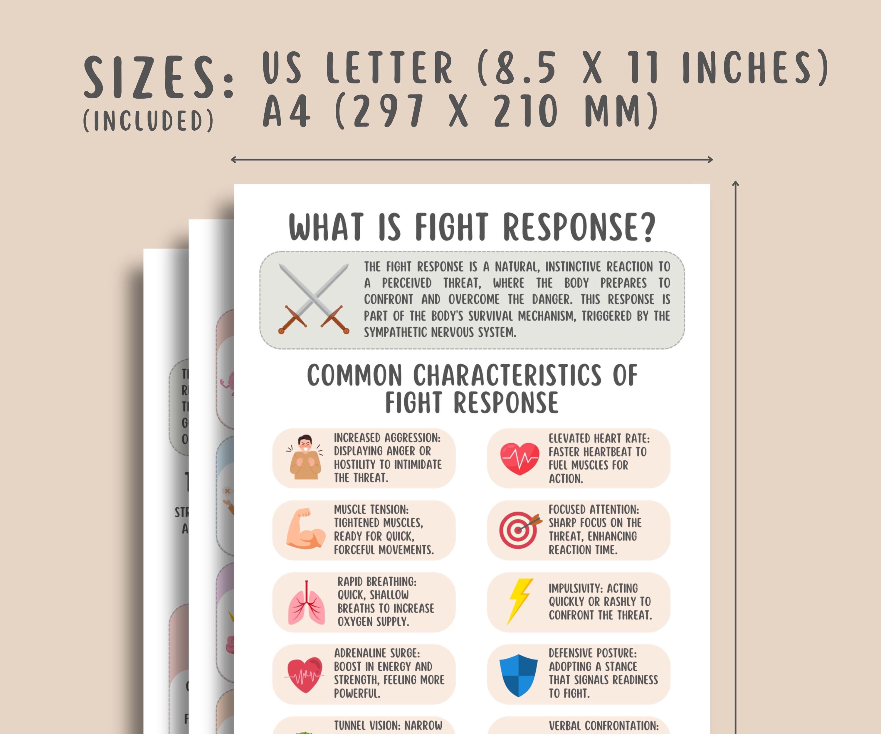 Fight Flight Freeze Fawn Trauma Response Worksheets, PTSD Stress ...